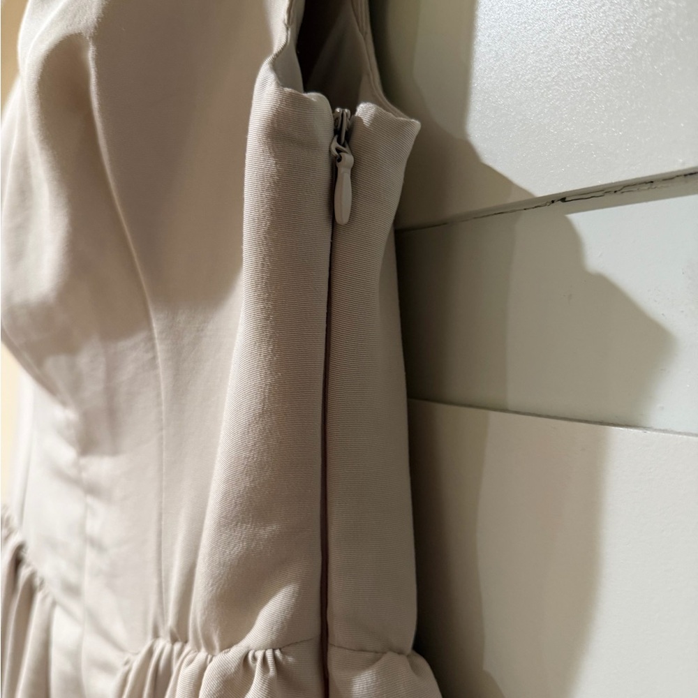 House of CB Pale Blush Dove Gray Midi Fit-and-Flare Dress - Picture 6 of 10